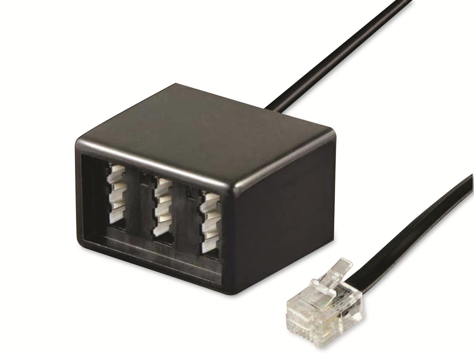 GOOBAY Telefon-Adapterstecker, RJ11-3x TAE/F/F, schwarz 